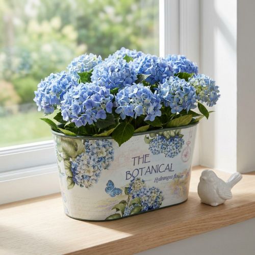 Tigela de flores tigela oval de plástico com hortênsias 21,5×12,5cm Alt.11cm | Floristik24.pt