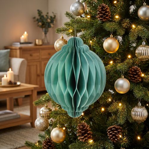 Bola de Natal papel cebola turquesa FSC Ø15cm Alt.20cm | Floristik24.pt