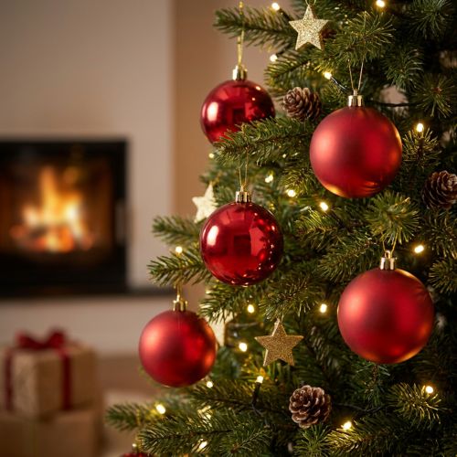 Enfeites de Natal de plástico vermelho para árvore de Natal, 8 cm, 6 peças | Floristik24.pt