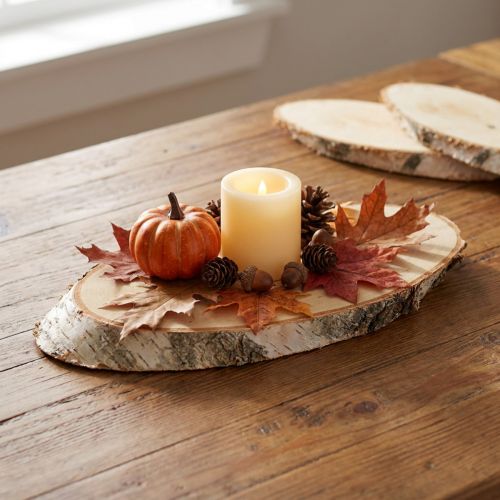 Fatias ovais de bétula, fatias de madeira natural, decorativas, 18-22 cm, conjunto de 10 peças, decoração em madeira, gravadas. | Floristik24.pt