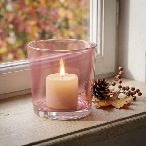 Pote de vidro Ø10cm A8,5cm rosa velho | Floristik24.pt