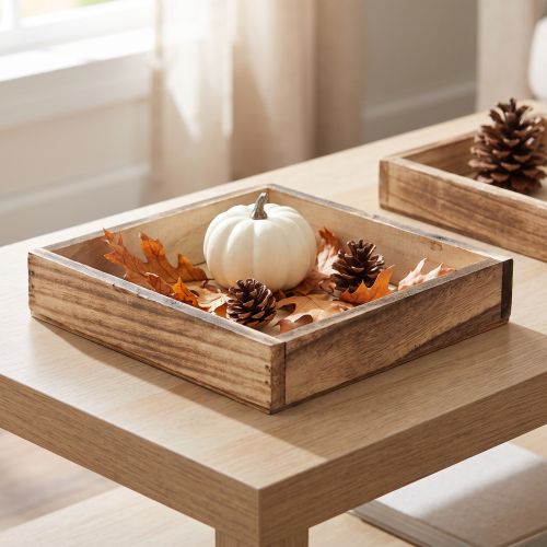 Bandeja de madeira com design rústico, perfeita para decoração de casa ou escritório, 15 cm, conjunto com 4 peças. | Floristik24.pt