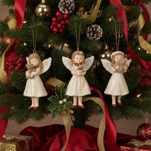 Enfeites decorativos de anjos para árvore de Natal, estilo vintage, 10 cm, conjunto de 3 peças. | Floristik24.pt