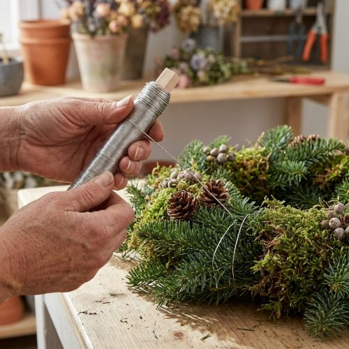 Fio de embrulho fio artesanal fio de ligação de aço inoxidável 0,65mm 100g | Floristik24.pt