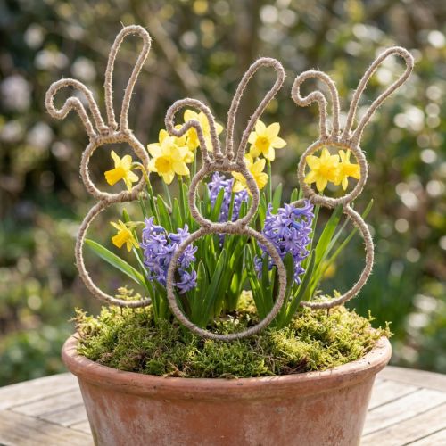 Itens Plugue decorativo coelhinho da Páscoa coelho metal natural Alt.36cm 4 unidades
