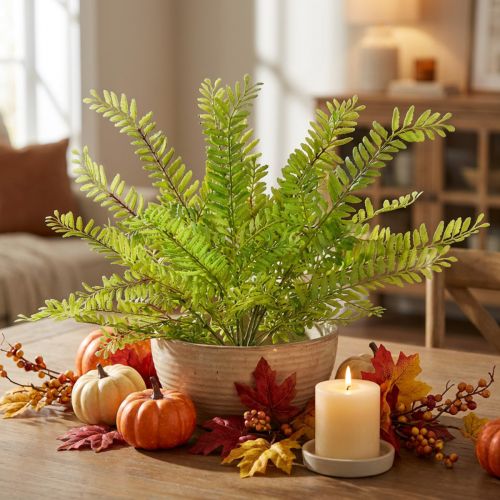 Itens Decoração de samambaia artificial, samambaia artificial, planta artificial verde 42cm