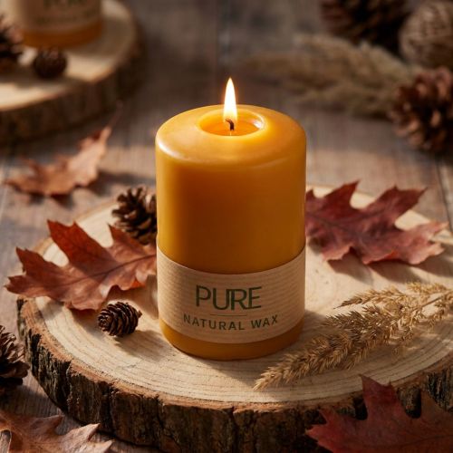 Vela pilar Velas Wenzel Velas PURE estearina mel 90x60mm | Floristik24.pt