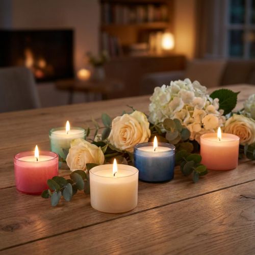 Velas tealights Colorlights em tons pastéis sortidos, tempo de queima 8h, 40 unidades | Floristik24.pt