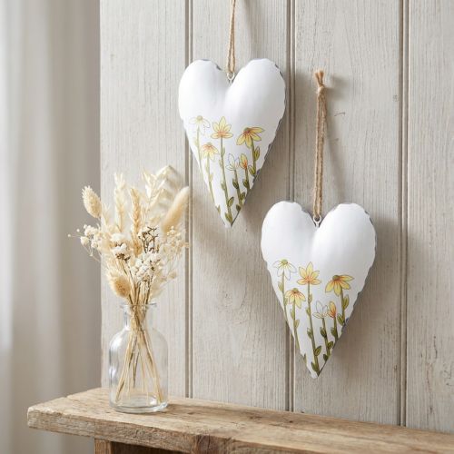 Itens Corações Metal Branco para Pendurar Estilo Country 14×1,5×20cm 2 pcs