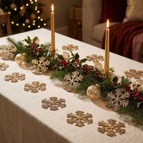 Itens Decoração de Natal floco de neve dourado Ø4cm 48 unidades