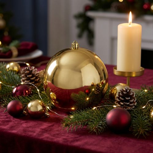 Bola de plástico dourada pequena Ø14cm 1 peça | Floristik24.pt