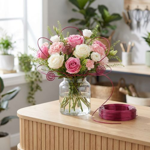 Fio de alumínio Ø2mm rosa 500g (60m) para artesanato, decoração de flores, projetos DIY | Floristik24.pt