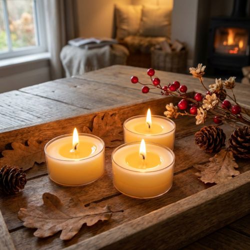 Velas tealight Pure Nature Lights, com duração de 10 horas, feitas com cera de colza, pacote com 8 unidades. | Floristik24.pt