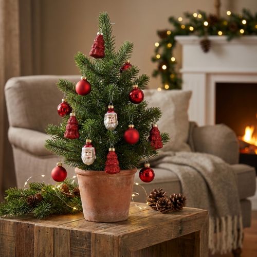 Mini figuras e bolas de decoração de Natal vidro sortido 3cm 9 un | Floristik24.pt