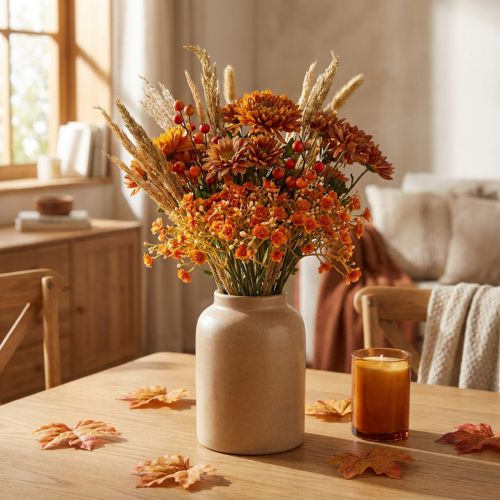 Gypsophila flores artificiais gesso erva laranja C30cm 6 peças em um cacho | Floristik24.pt