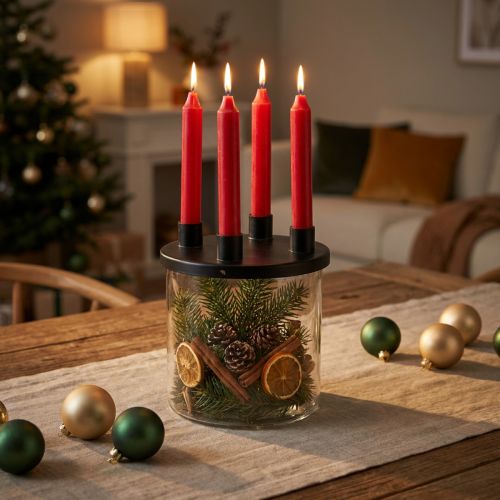 Castiçal vidro Vara castiçal decoração vidro A11cm Ø10cm | Floristik24.pt