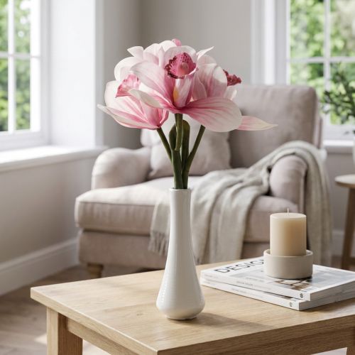 Itens Orquídeas artificiais flores artificiais em vaso branco/rosa 28cm
