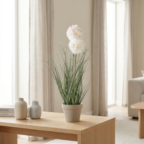Vasos de plantas artificiais barba de cabra plantas artificiais em vaso 58cm | Floristik24.pt