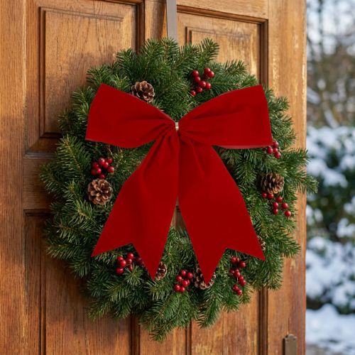 Laço vermelho para presente de Natal ao ar livre 21 cm 2 peças | Floristik24.pt