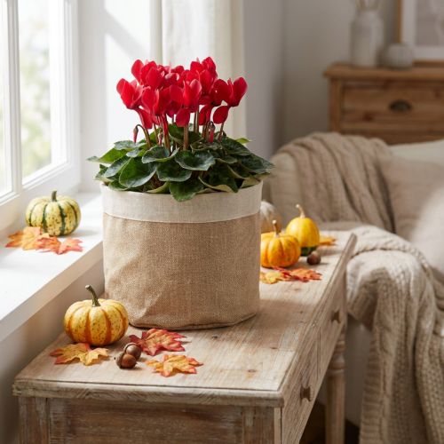 Cesto de juta para plantas, recipiente de armazenamento em tecido natural, Ø26cm A21cm, conjunto de 3 peças | Floristik24.pt