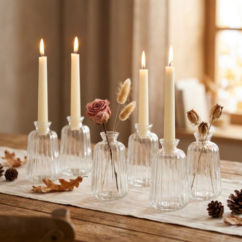 Garrafas decorativas castiçal mini vasos vidro Alt.11cm 6 unid. | Floristik24.pt