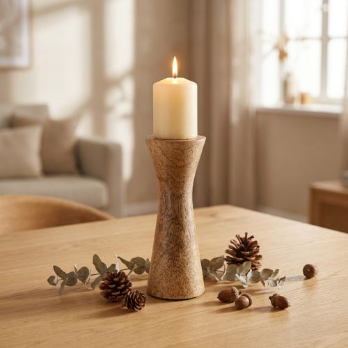 Castiçal Moderno Castiçal Madeira Natural Ø6cm Alt.16cm | Floristik24.pt