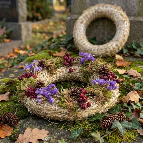 Guirlanda de palha em branco, 35 cm, resistente, para decoração DIY, conjunto de 2 peças | Floristik24.pt