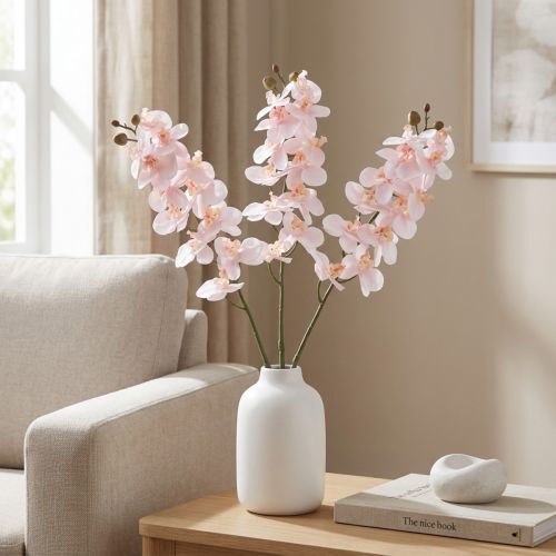 Itens Orquídea Artificial Rosa Phalaenopsis Real Touch 58cm