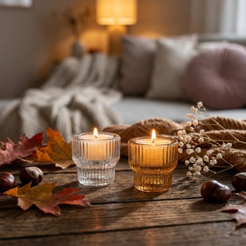 Porta-velas de vidro Tealight vidro colorido Ø5,5cm Alt.5cm 2 unidades | Floristik24.pt