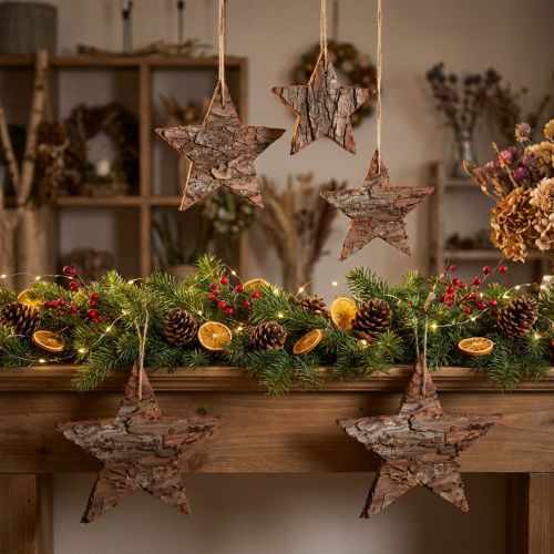 Estrelas decorativas para pendurar estrelas de pinheiro naturais 15cm 4 un | Floristik24.pt