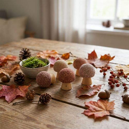 Cogumelos decorativos de madeira, mini marrons, Ø2cm, 24 peças | Floristik24.pt