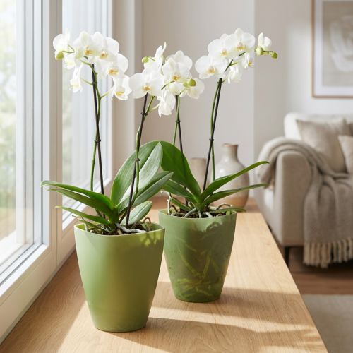 Itens Vaso para orquídeas, vaso de flores, vaso de plástico, verde, 16,5 cm de altura, 2 peças