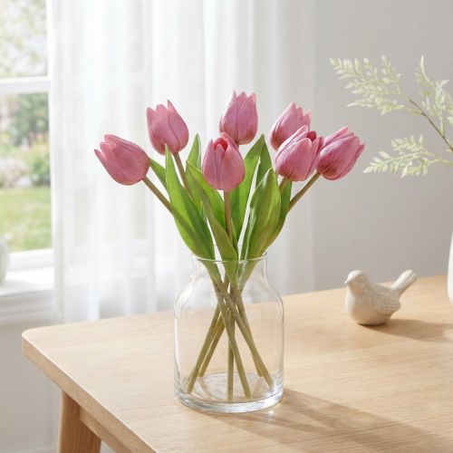 Decoração de flores Tulipas Flores artificiais Roxo 20cm 6 unidades | Floristik24.pt