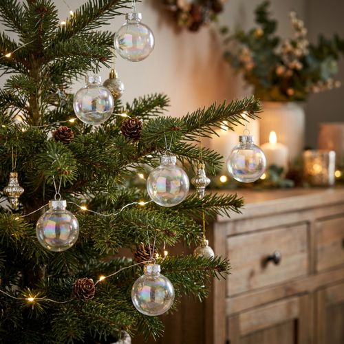 Itens Mini bolas de Natal de vidro, iridescentes, transparentes, 3 cm, 22 peças
