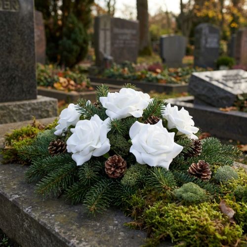 Rosa de espuma Ø 7,5cm branca, 18 unidades | Floristik24.pt