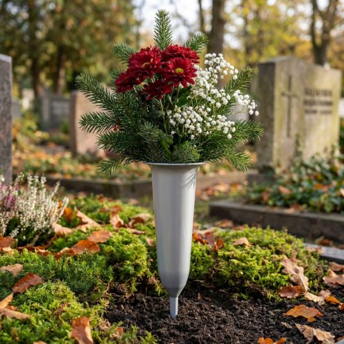 Vaso grave prateado 28,5cm | Floristik24.pt