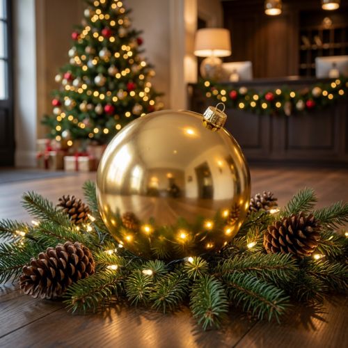 Bola de Natal de plástico grande dourada Ø25cm | Floristik24.pt