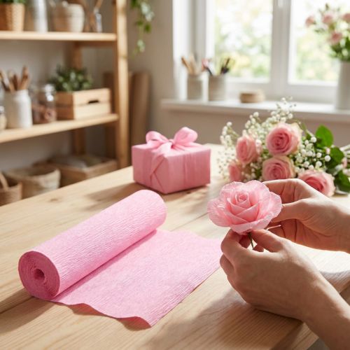 Papel crepom florista rosa claro 50x250cm | Floristik24.pt