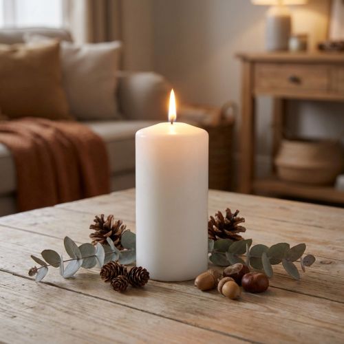 Vela pilar PURA 130/70 vela de cera natural com decoração de vela de cera de colza | Floristik24.pt