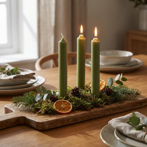 Itens Vela vara velas de cera tingida verde 180mm/Ø21mm 6un