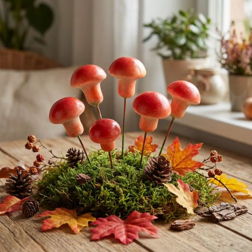 Cogumelos decorativos em arame, vermelhos, decoração de outono, para colar, 7 cm, 24 peças. | Floristik24.pt