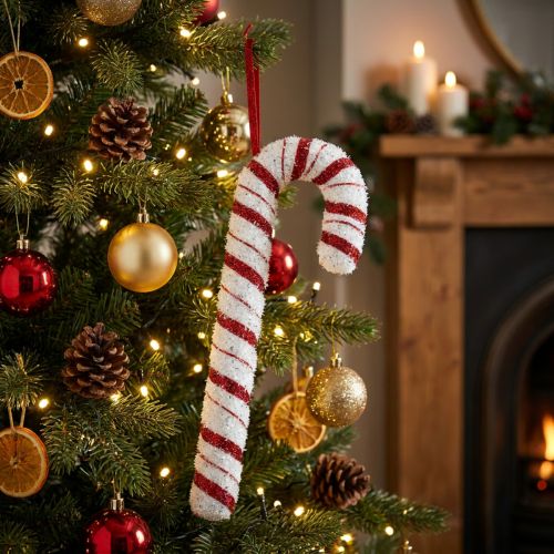 Deco Candy Cane Natal vermelho branco listrado H34cm | Floristik24.pt