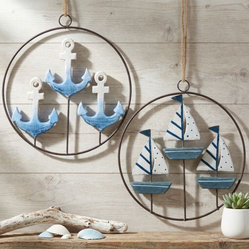 Anel decorativo de metal para pendurar veleiros / âncoras Ø18cm 2 peças | Floristik24.pt