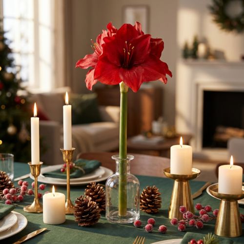 Flores Artificiais de Natal Amarílis Flores Artificiais Vermelhas L40cm | Floristik24.pt