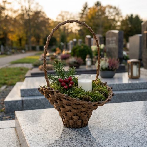 Mini cesta com alça de vime, cesta marrom 15×11cm 3 peças | Floristik24.pt