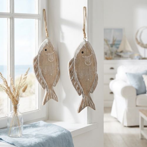Suporte decorativo de madeira para peixes, 21 cm, 2 peças | Floristik24.pt