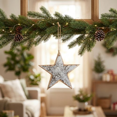 Cabide decorativo de madeira com estrelas decoração rústica madeira branca Ø15cm | Floristik24.pt