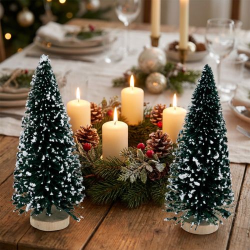 Abeto decorativo com neve, decoração de Natal, Advento Alt.13cm Ø5,5cm 2 unid. | Floristik24.pt