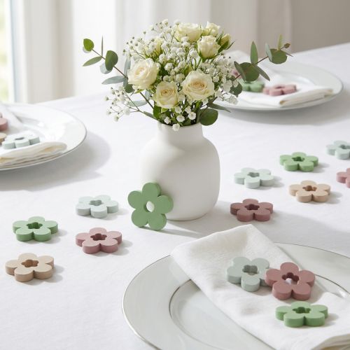 Itens Decoração dispersa flores de madeira decoração de mesa colorida 2 motivos Ø3cm 24 un