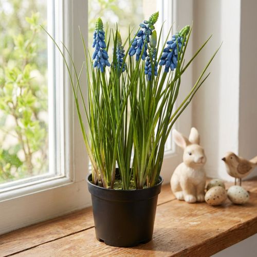 Jacintos artificiais em vaso azul 24cm | Floristik24.pt